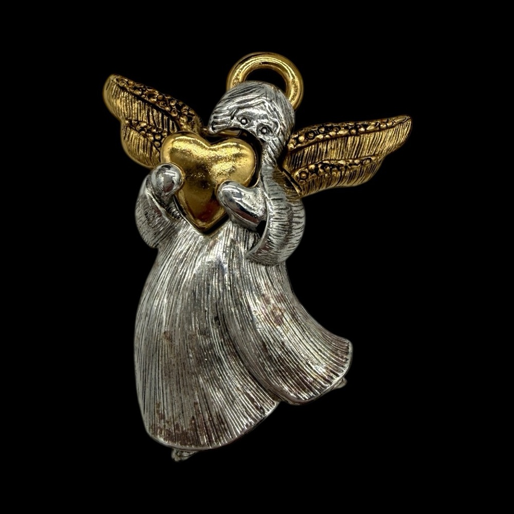 Vintage Liz Claiborne Two Tone Angel Brooch - Signed LC - Picture 3 of 4